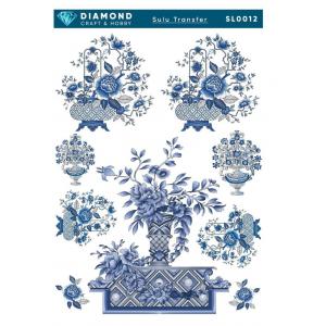 Mavi Çiçekli Sulu Transfer 25-35 cm SL0012