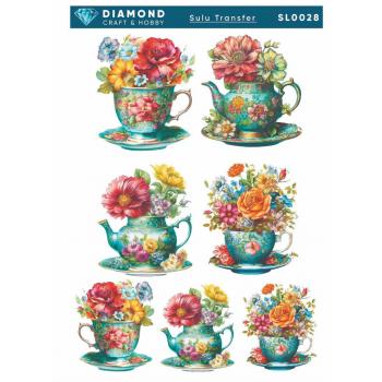 Çiçekli Fincanlı Sulu Transfer 25-35 cm SL0028