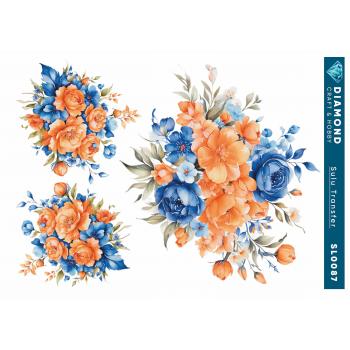 Turuncu Mavi Çiçekli Sulu Transfer 25-35 cm SL0087