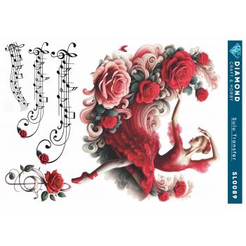 Kırmızı Güller Müzik Kadın Temalı Sulu Transfer 25-35 cm SL0089