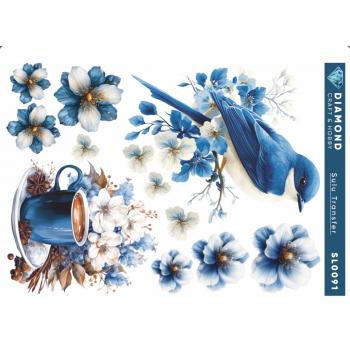 Kuşlu Çiçekli Kahveli Sulu Transfer 25-35 cm SL0091