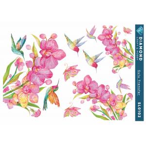 Pembe Çiçekli Kuşlu Orkide Sulu Transfer 25-35 cm SL102